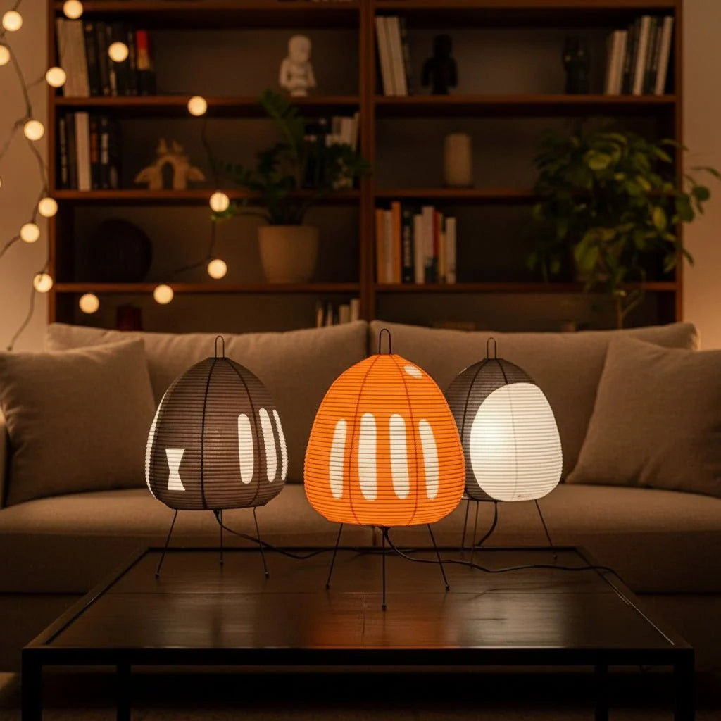 Table Lamp Rice Paper Shade Soft Ambient Lighting