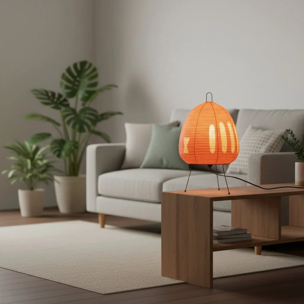 Table Lamp Rice Paper Shade Soft Ambient Lighting
