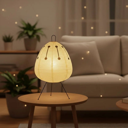 Table Lamp Rice Paper Shade Soft Ambient Lighting