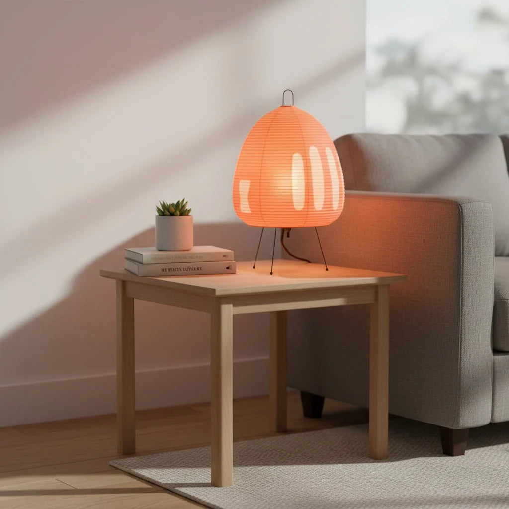 Table Lamp Rice Paper Shade Soft Ambient Lighting