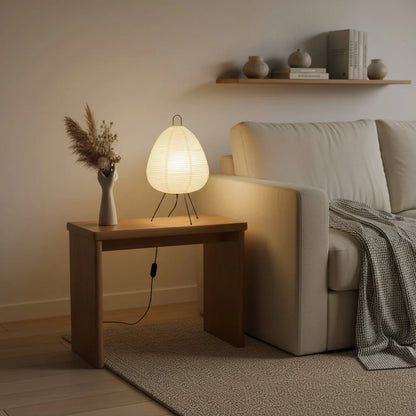 Table Lamp Rice Paper Shade Warm Ambient Light 15.75 Inch