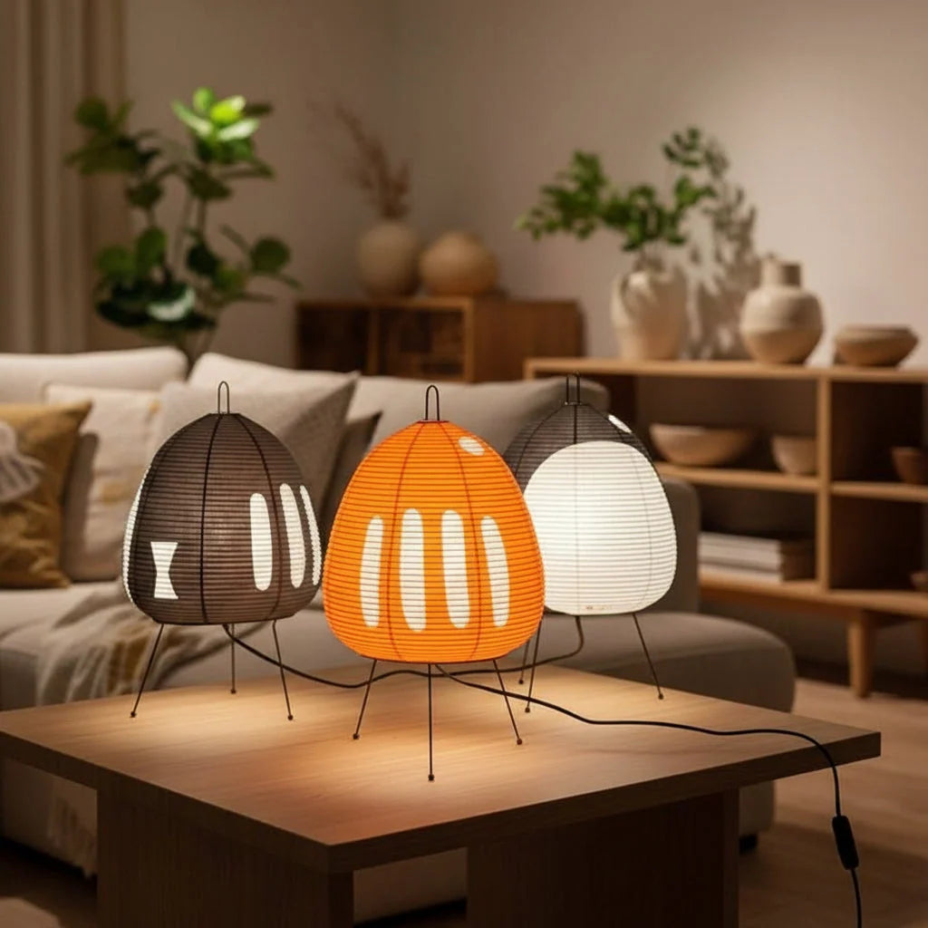 Table Lamp Rice Paper Shade Warm Ambient Light 15.75 Inch