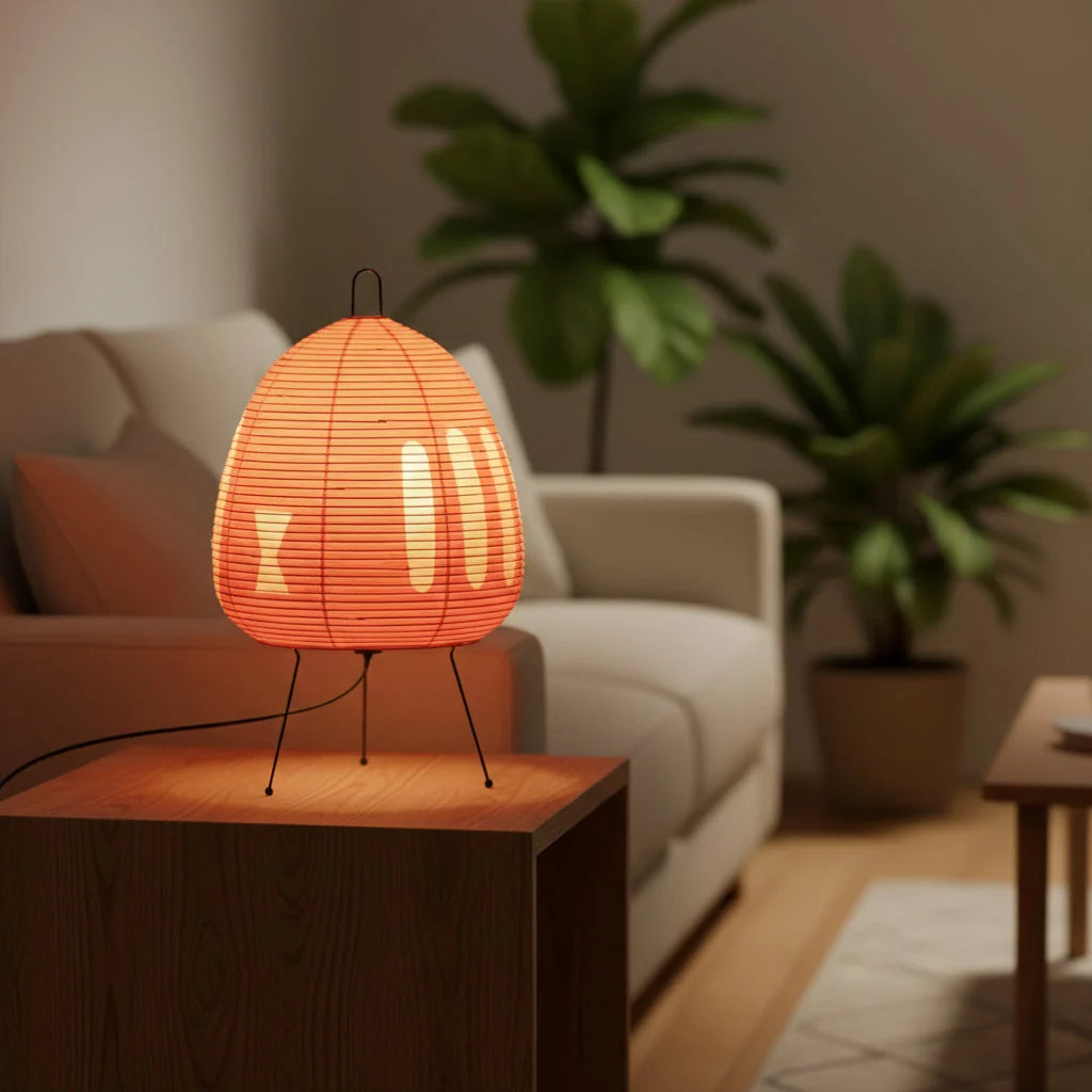 Table Lamp Rice Paper Shade Warm Ambient Light 15.75 Inch