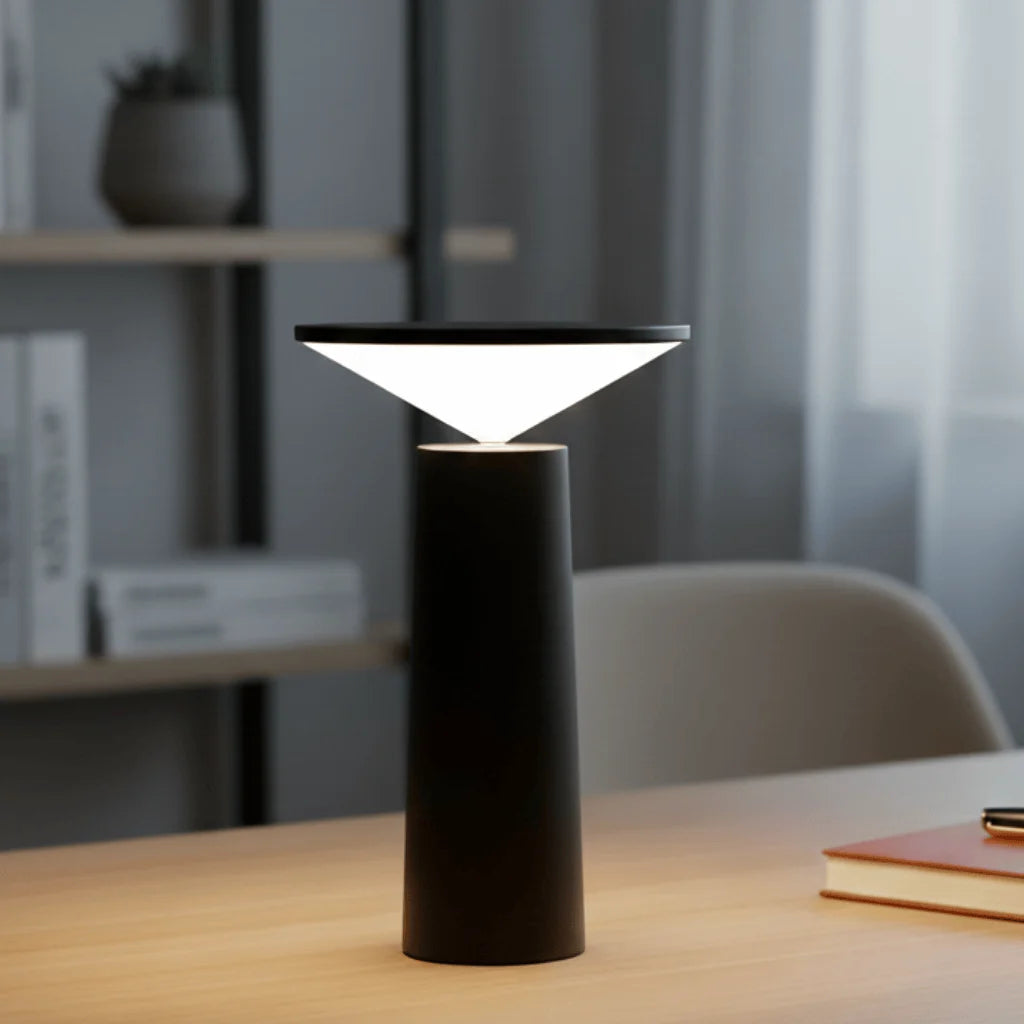 Table Lamp Rotating Shade Rechargeable Adjustable Brightness
