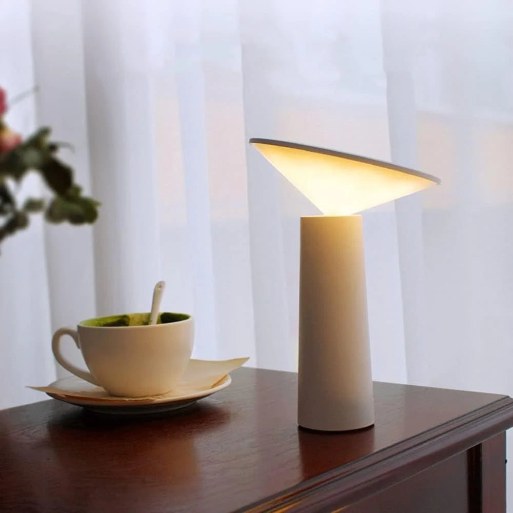Table Lamp Rotating Shade Rechargeable Adjustable Brightness