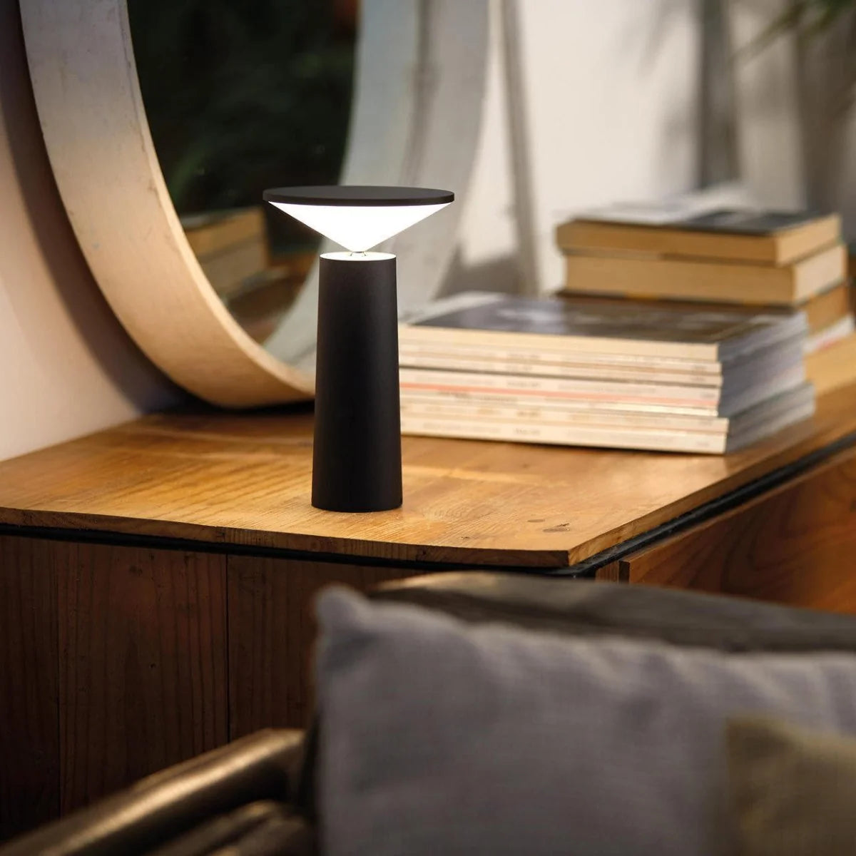 Table Lamp Rotating Shade Rechargeable Adjustable Brightness