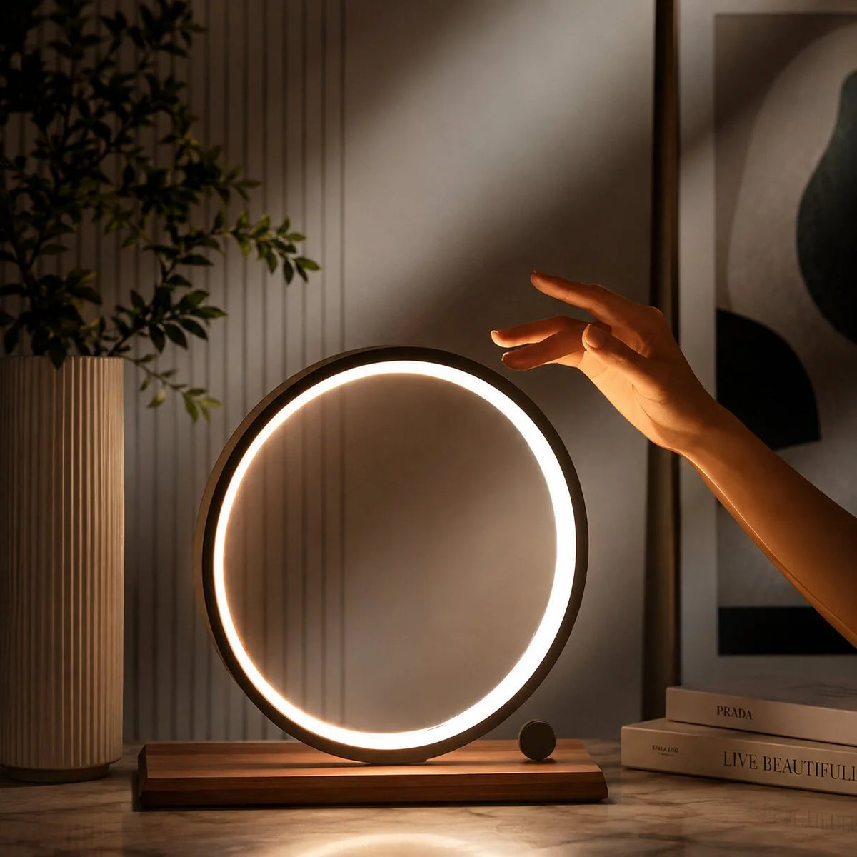 Table Lamp Round Minimalist Dimmable LED