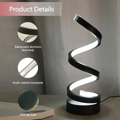 Table Lamp Sculptural Spiral Dimmable LED & Touch Control
