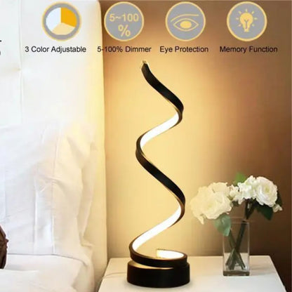Table Lamp Sculptural Spiral Dimmable LED & Touch Control