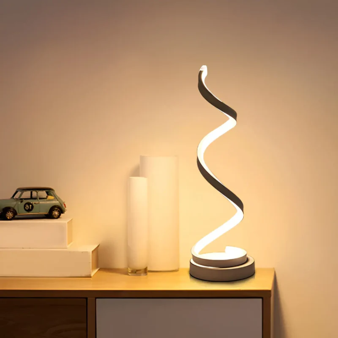 Table Lamp Spiral Acrylic Tri-Color & Stepless Dimmer