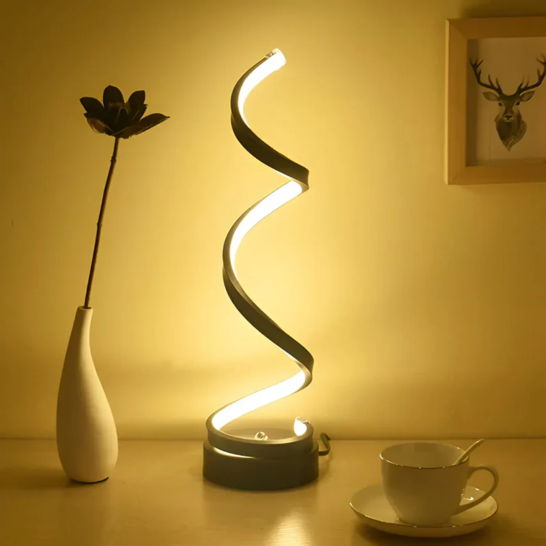 Table Lamp Spiral Acrylic Tri-Color & Stepless Dimmer