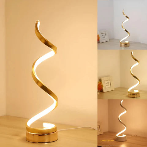 Table Lamp Spiral Acrylic Tri-Color & Stepless Dimmer