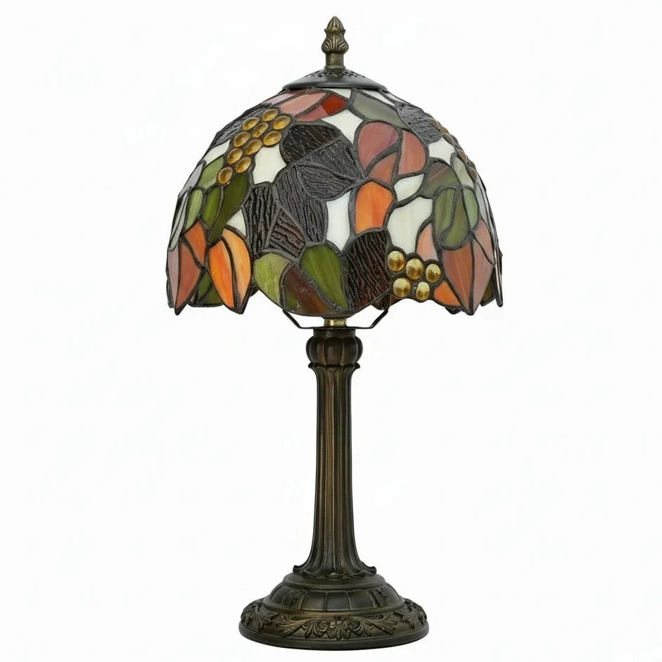 Table Lamp Stained Glass Shade Warm Ambient Lighting