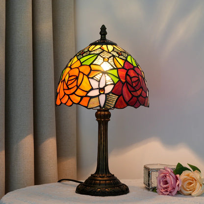 Table Lamp Stained Glass Shade Warm Ambient Lighting