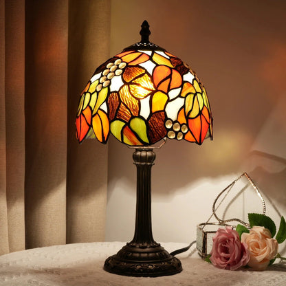 Table Lamp Stained Glass Shade Warm Ambient Lighting