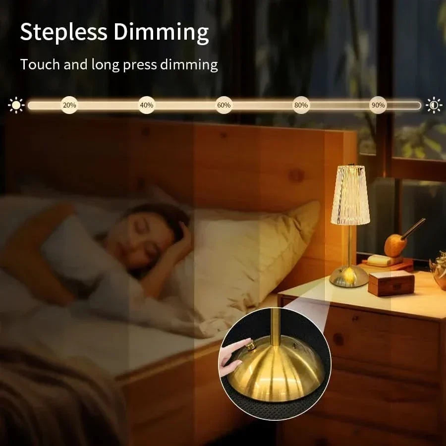 Table Lamp Touch Dimmer 3-Mode USB Rechargeable