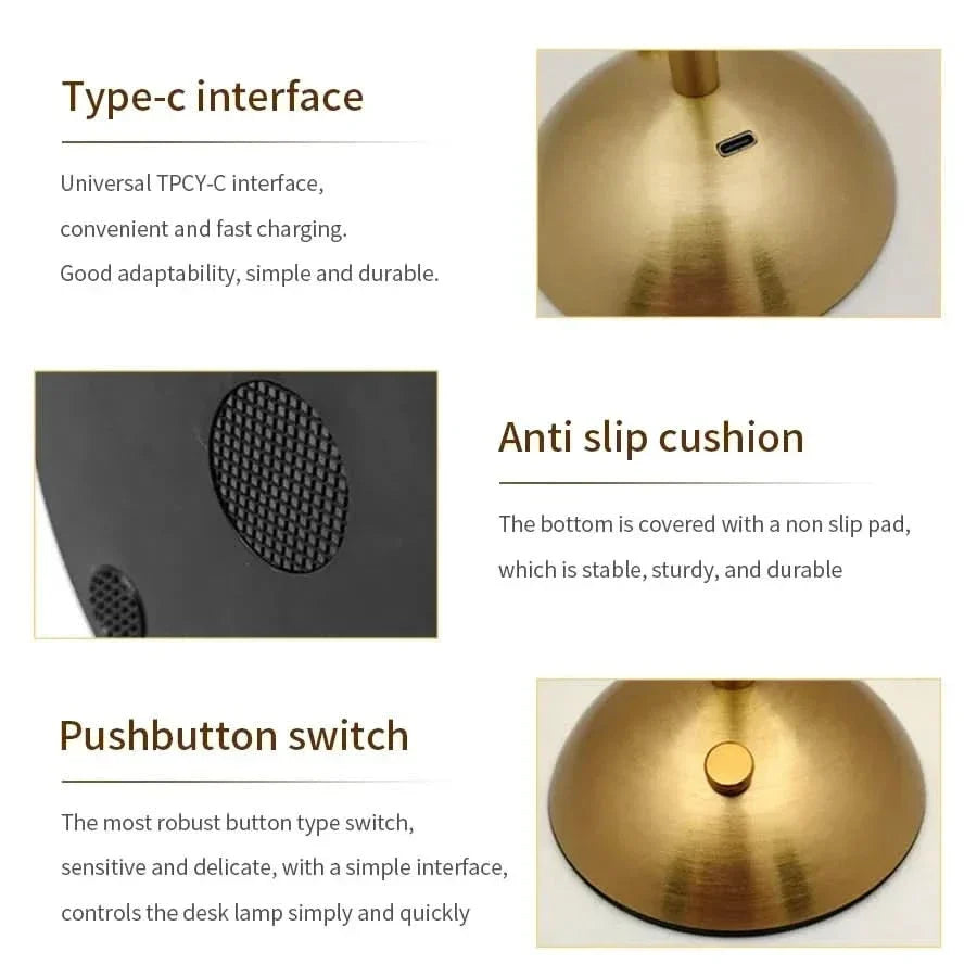 Table Lamp Touch Dimmer 3-Mode USB Rechargeable