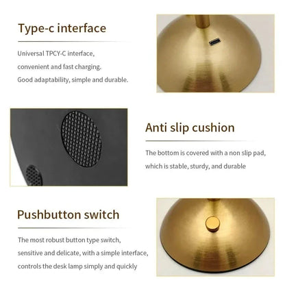 Table Lamp Touch Dimmer 3-Mode USB Rechargeable