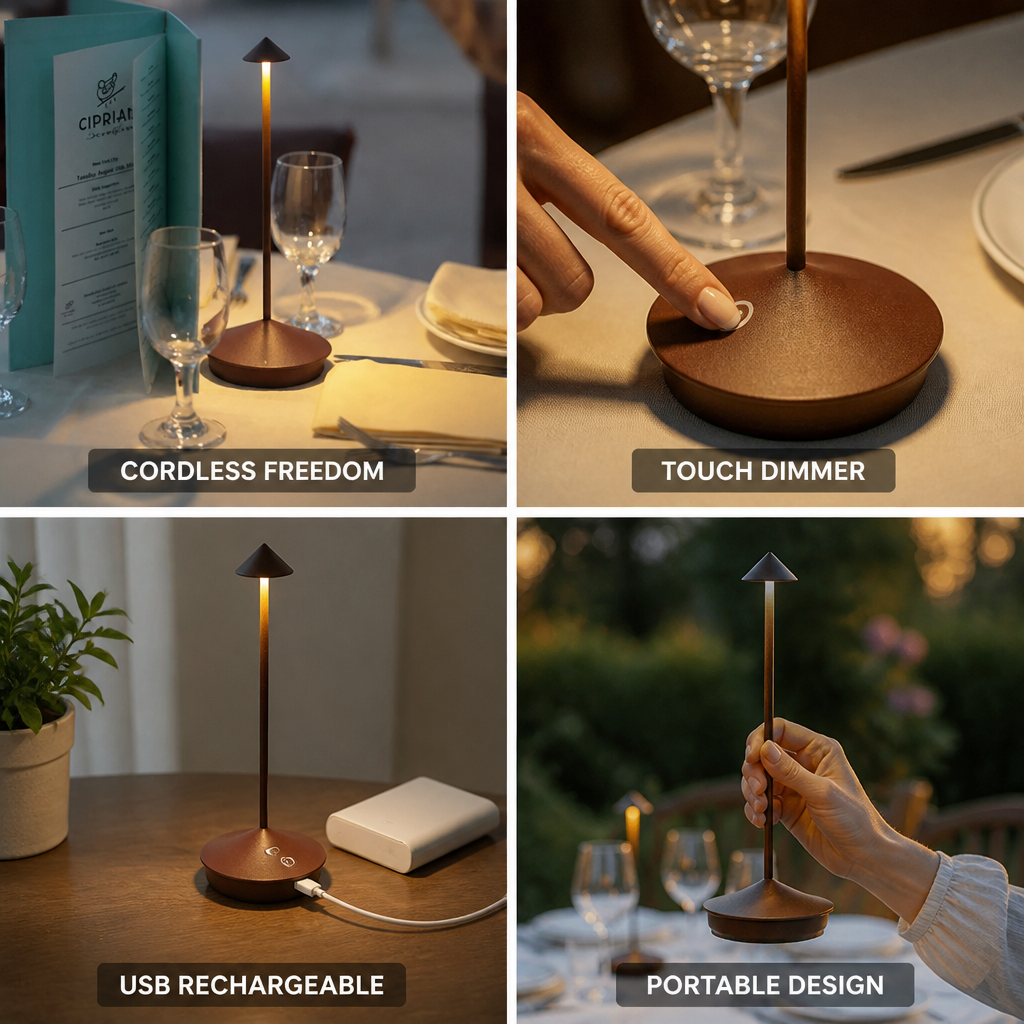 Table Lamp Wireless Rechargeable LED Touch Dimmer