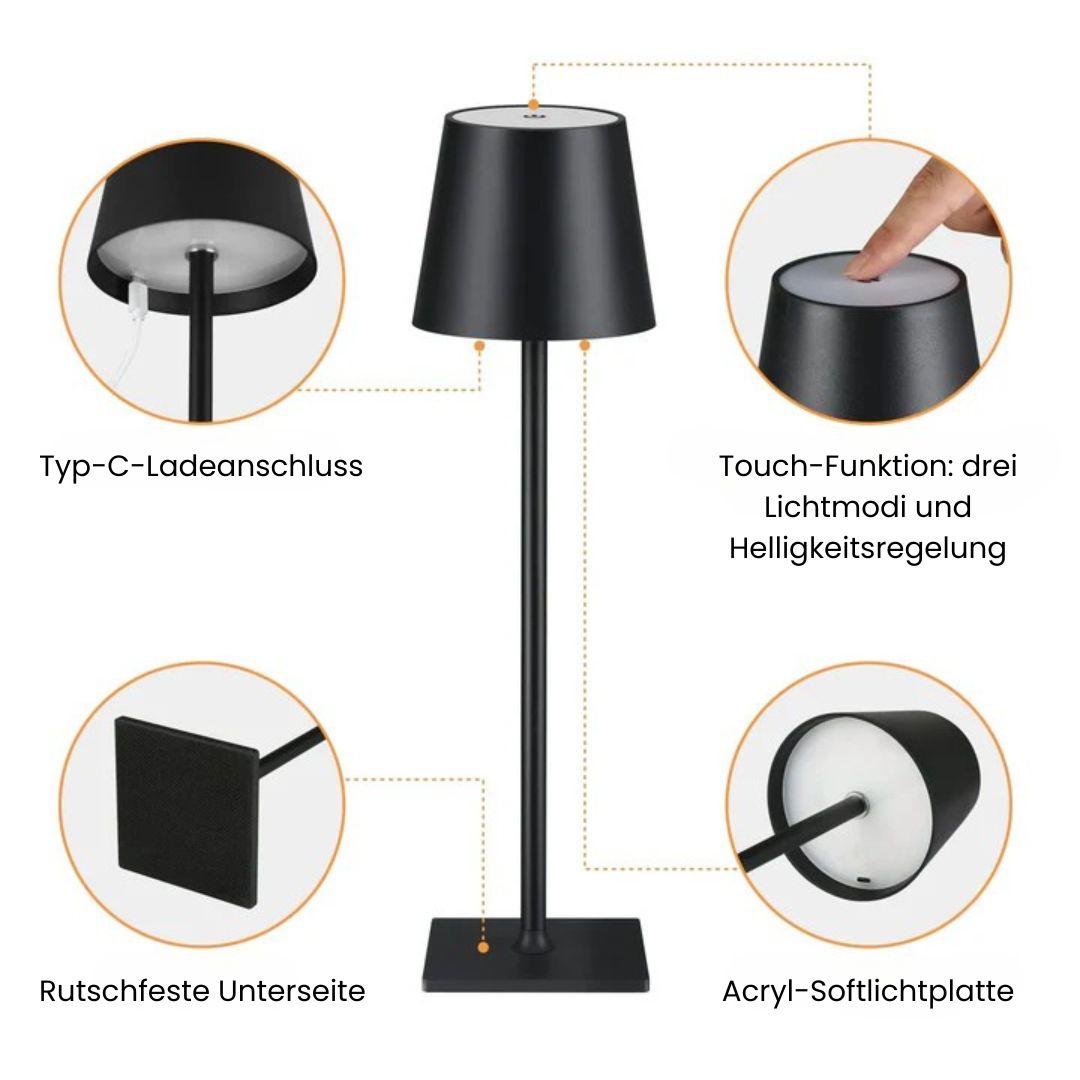 Table Lamp Wireless Touch Dimmer USB-C Rechargeable 16-Hour