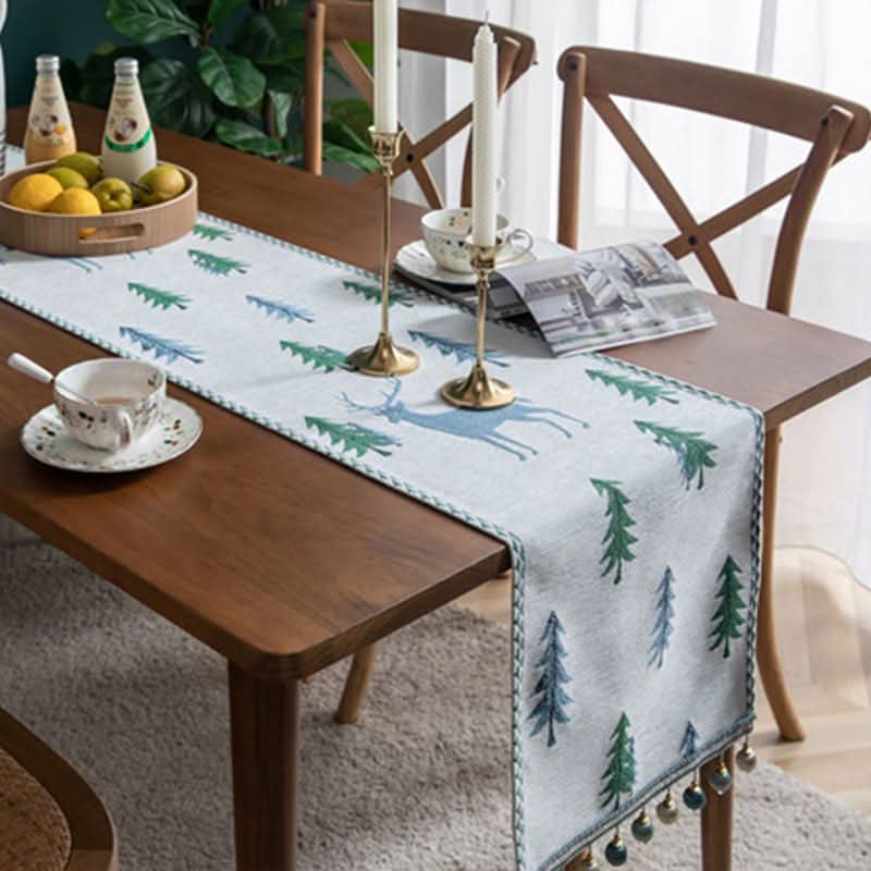 Table Runner Christmas Tree Motif Tassel Trim Multiple Lengths