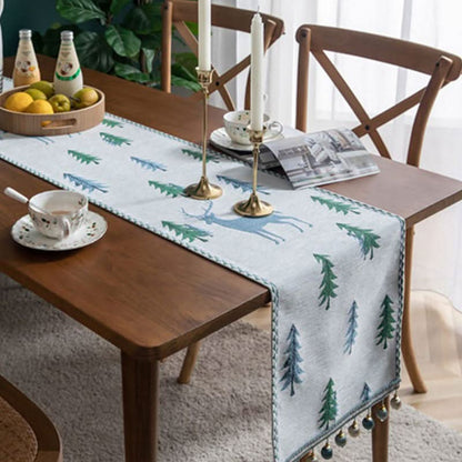 Table Runner Christmas Tree Motif Tassel Trim Multiple Lengths