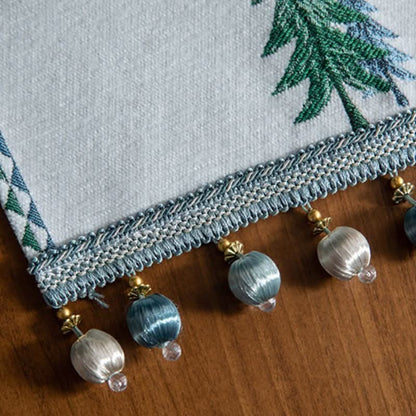Table Runner Christmas Tree Motif Tassel Trim Multiple Lengths