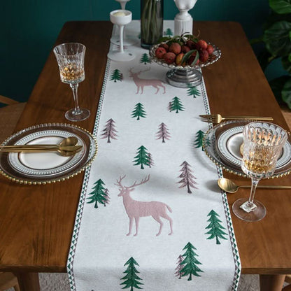 Table Runner Christmas Tree Motif Tassel Trim Multiple Lengths