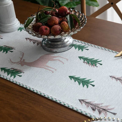 Table Runner Christmas Tree Motif Tassel Trim Multiple Lengths