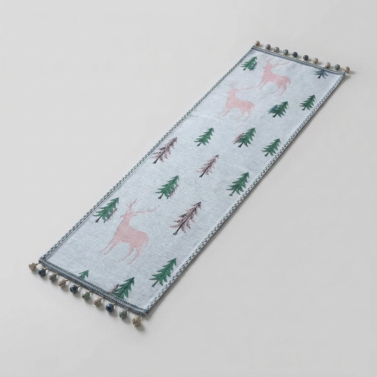 Table Runner Christmas Tree Motif Tassel Trim Multiple Lengths