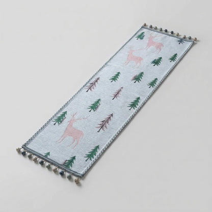 Table Runner Christmas Tree Motif Tassel Trim Multiple Lengths