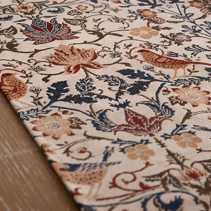 Table Runner Floral Bird Jacquard Decorative Fringe