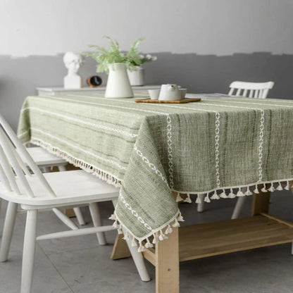 Tablecloth Cotton-Linen Blend Wrinkle-Resistant Machine Washable