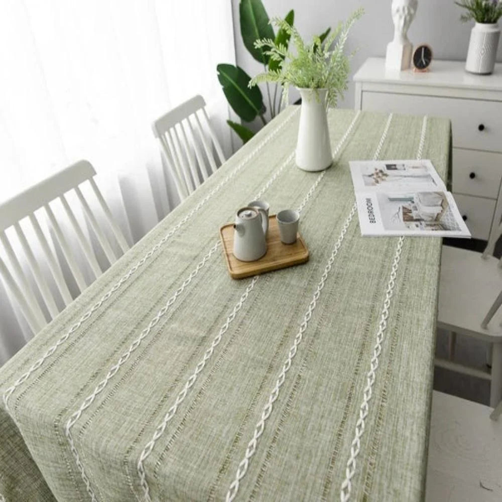 Tablecloth Cotton-Linen Blend Wrinkle-Resistant Machine Washable