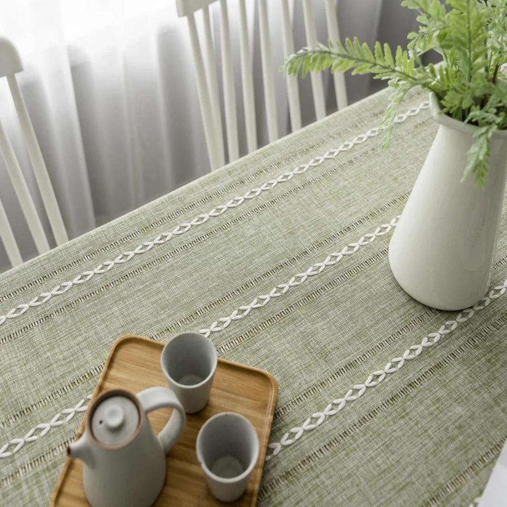 Tablecloth Cotton-Linen Blend Wrinkle-Resistant Machine Washable
