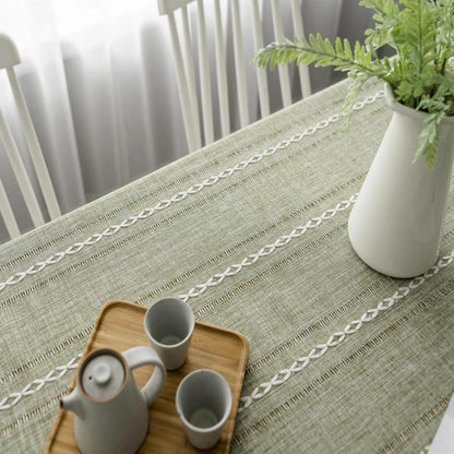 Tablecloth Cotton-Linen Blend Wrinkle-Resistant Machine Washable