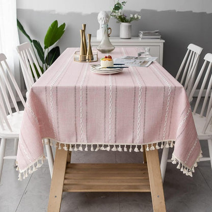 Tablecloth Cotton-Linen Blend Wrinkle-Resistant Machine Washable