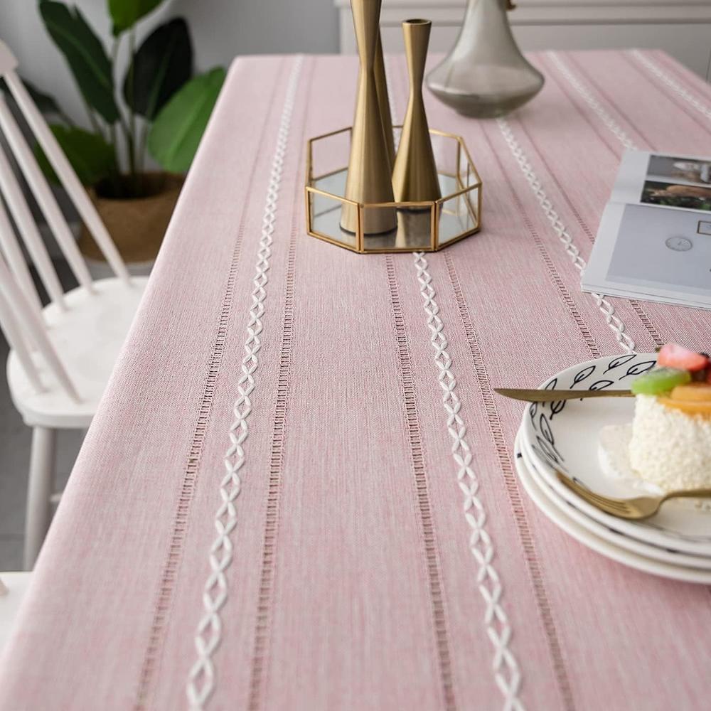 Tablecloth Cotton-Linen Blend Wrinkle-Resistant Machine Washable