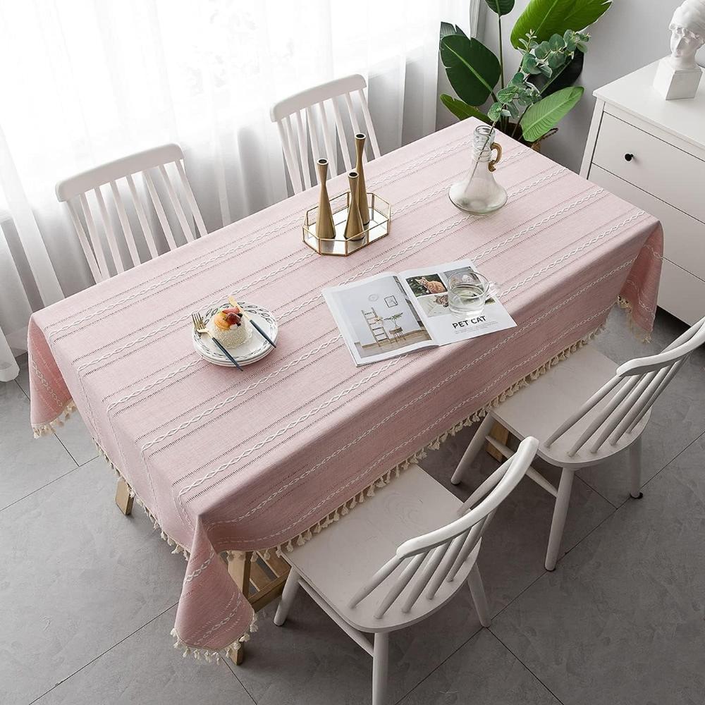 Tablecloth Cotton-Linen Blend Wrinkle-Resistant Machine Washable