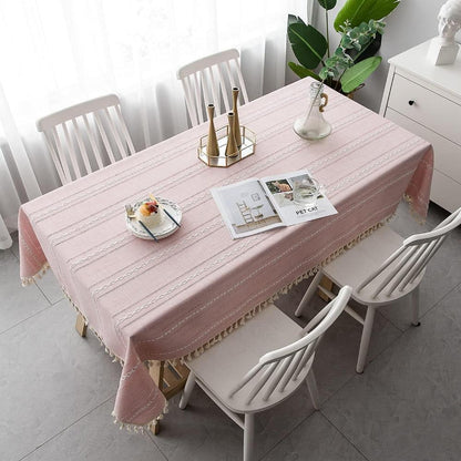 Tablecloth Cotton-Linen Blend Wrinkle-Resistant Machine Washable