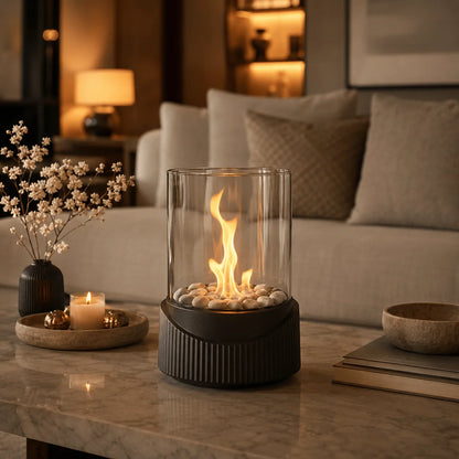 Tabletop Fireplace Bioethanol Real Flame Heat-Resistant Glass