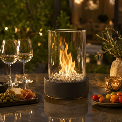 Tabletop Fireplace Bioethanol Real Flame Heat-Resistant Glass