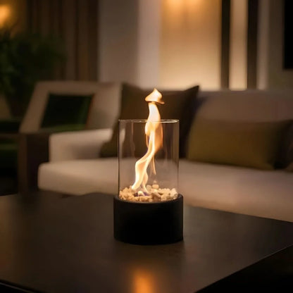 Tabletop Fireplace Smokeless Bioethanol Tempered Glass & Metal Base
