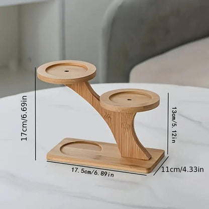 Tabletop Plant Stand Two-Tier Bamboo Recessed Holders