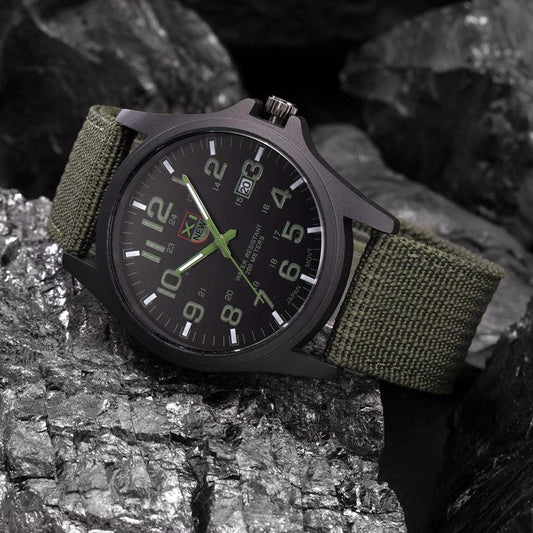 Tactical Watch Shock-Resistant Illuminated Dial Quartz Movement