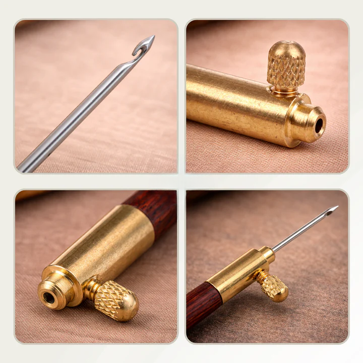 Tambour Needle Set Interchangeable Stainless Wood & Aluminum Handle