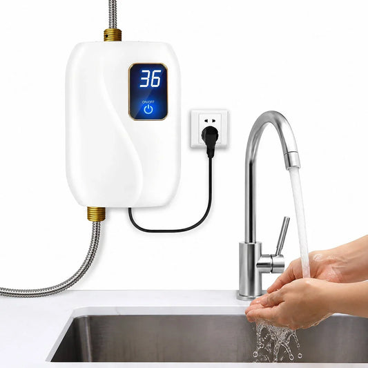 Tankless Electric Water Heater Digital Temperature Display 3000W