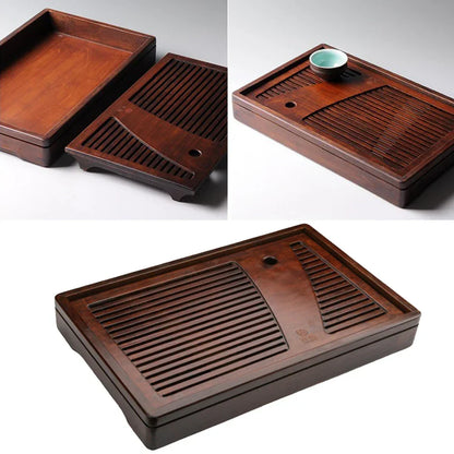 Tea Tray Bamboo Surface Removable Top for Easy Cleaning