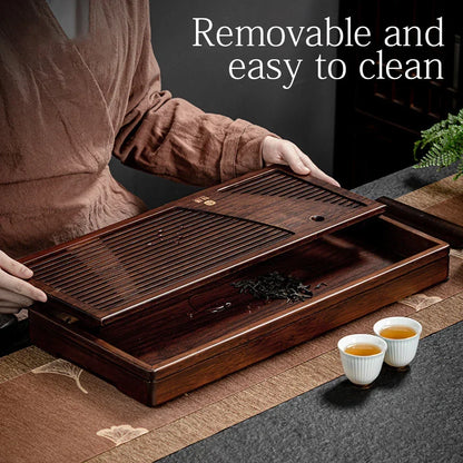 Tea Tray Bamboo Surface Removable Top for Easy Cleaning