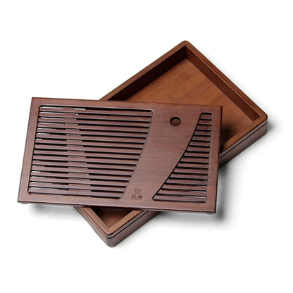 Tea Tray Bamboo Surface Removable Top for Easy Cleaning